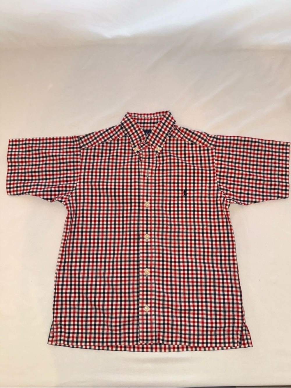 Ralph Lauren Red White Blue Check Short-Sleeve Button-Down Shirt
